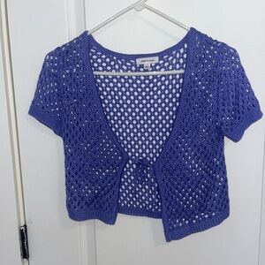Purple Knit Cropped Cardigan
